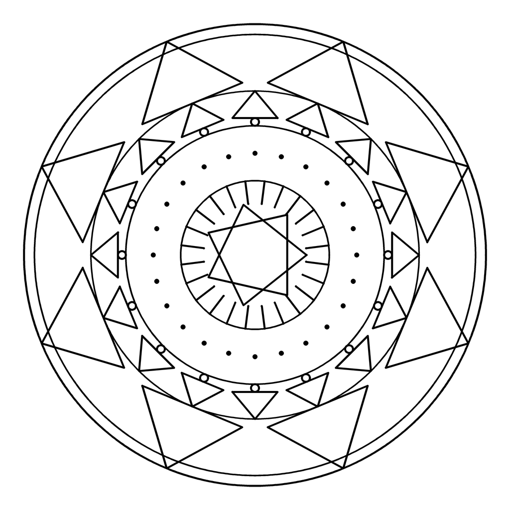 曼荼羅ぬりえの線画 1点目（A4に印刷できます）