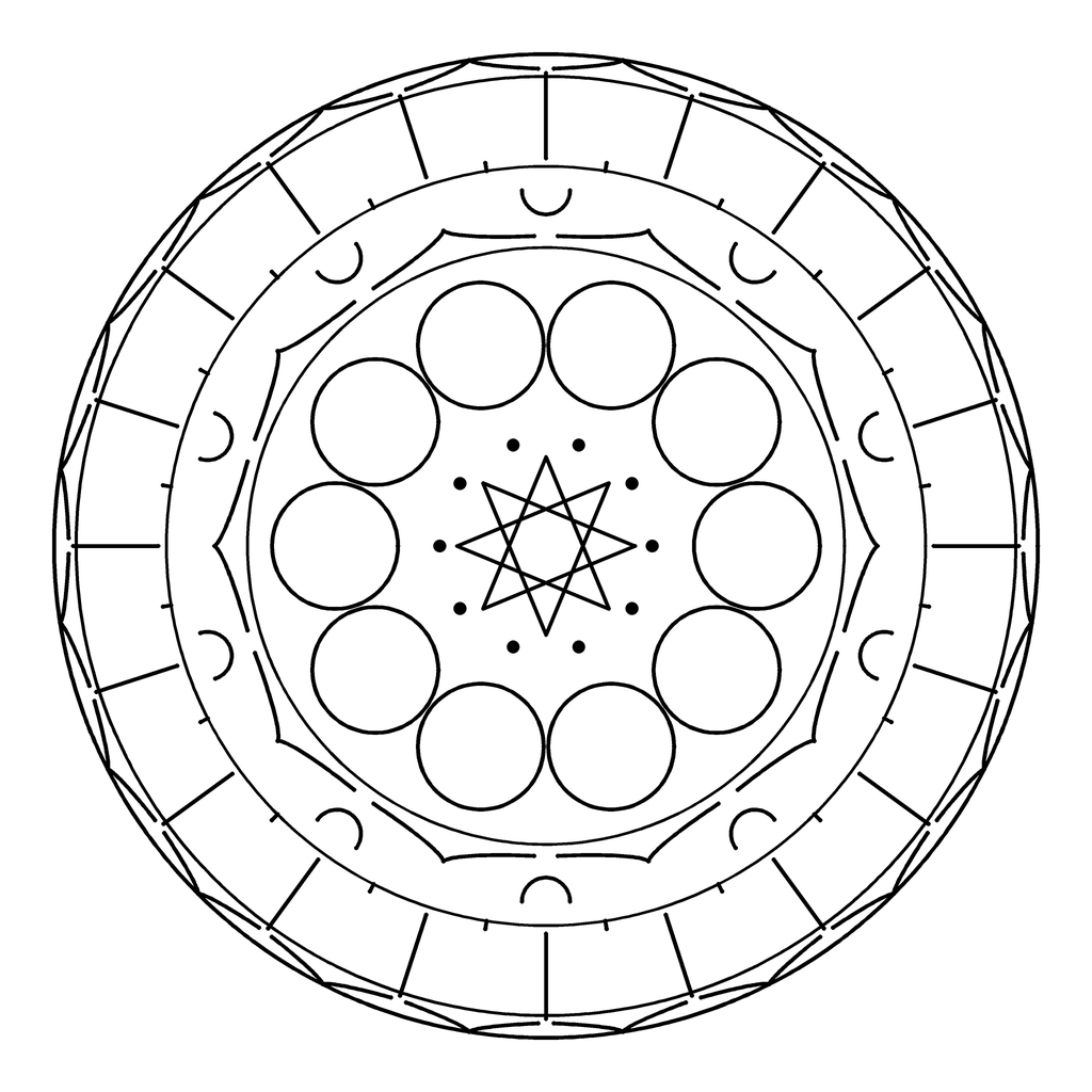 曼荼羅ぬりえの線画 2点目（A4に印刷できます）