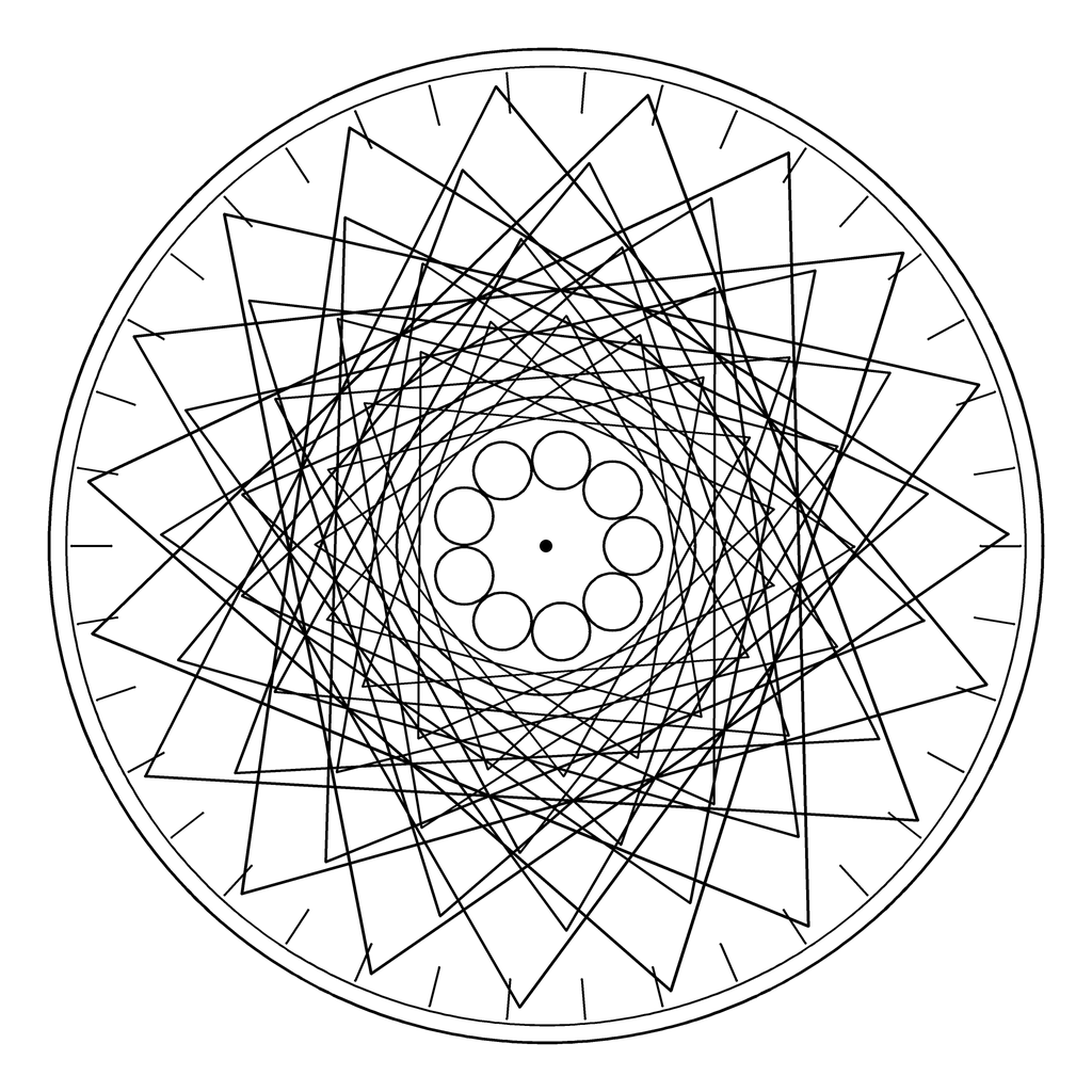 曼荼羅ぬりえの線画 3点目（A4に印刷できます）