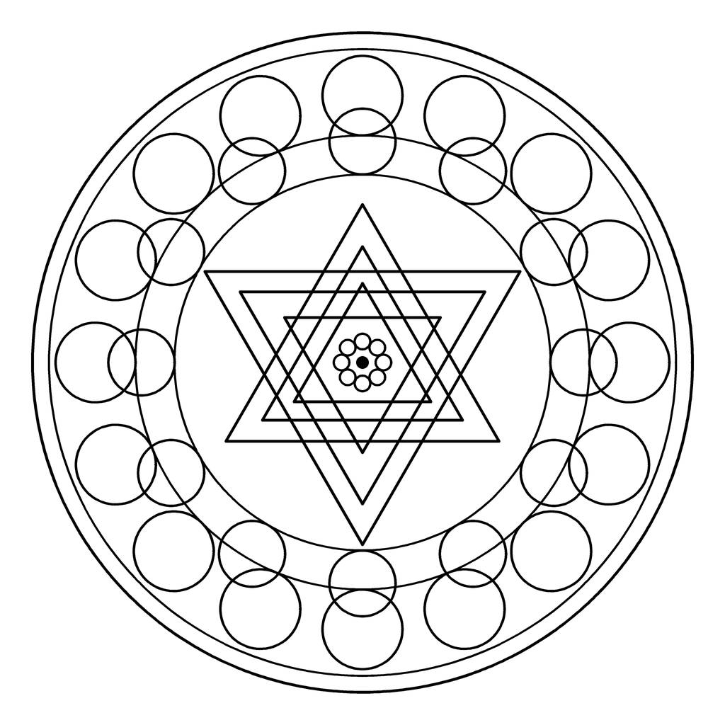 曼荼羅ぬりえの線画 4点目（A4に印刷できます）